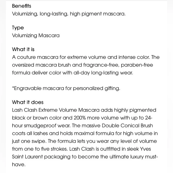 Yves Saint Laurent Lash Clash Extreme Volume Mascara Black 2 ml Travel Size NIB - Picture 4 of 4